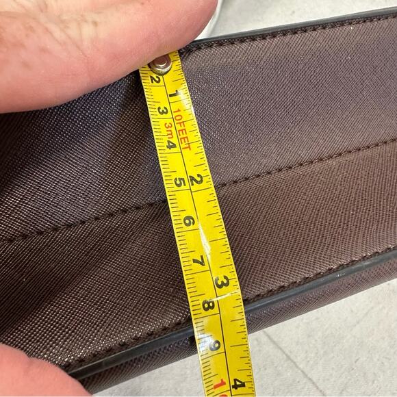 Montana West PU leather brown PU coated leather medium satchel bag gold hardware - Picture 14 of 15